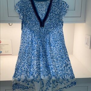 Poupette St. Barth Blue and White Patterned Dress
